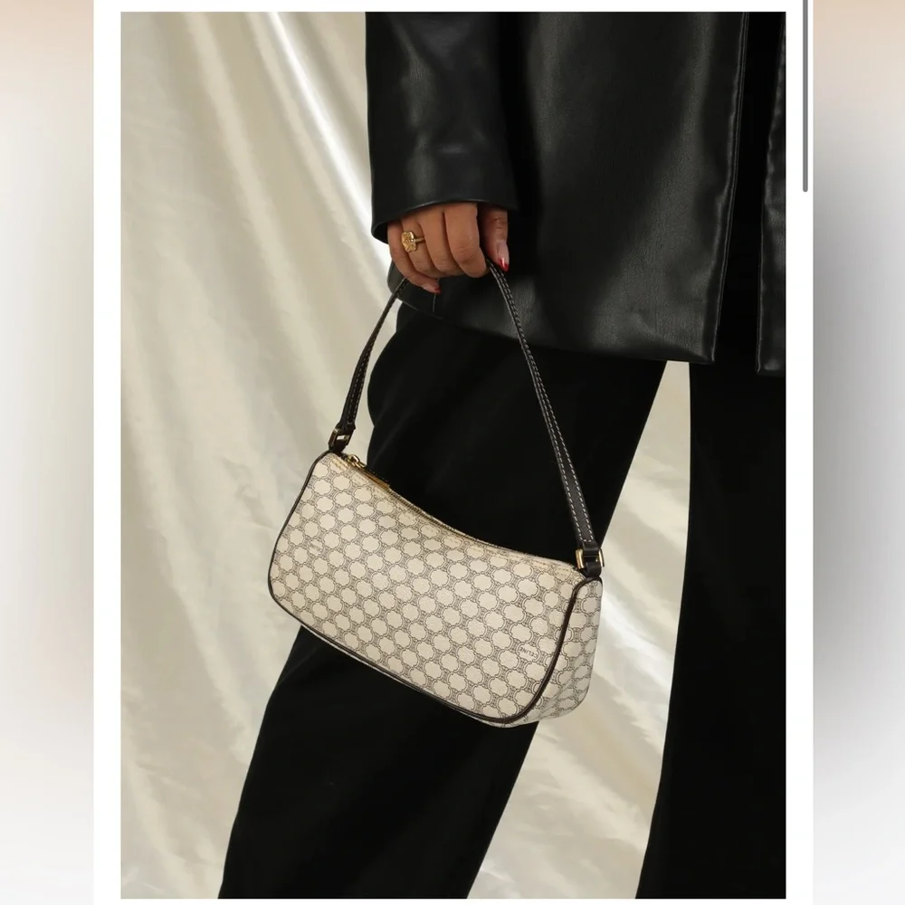 CELINE Macadam Triomphe Monogram Pochette Shoulder Bag- Vintage Off White Brown - Picture 6 of 12